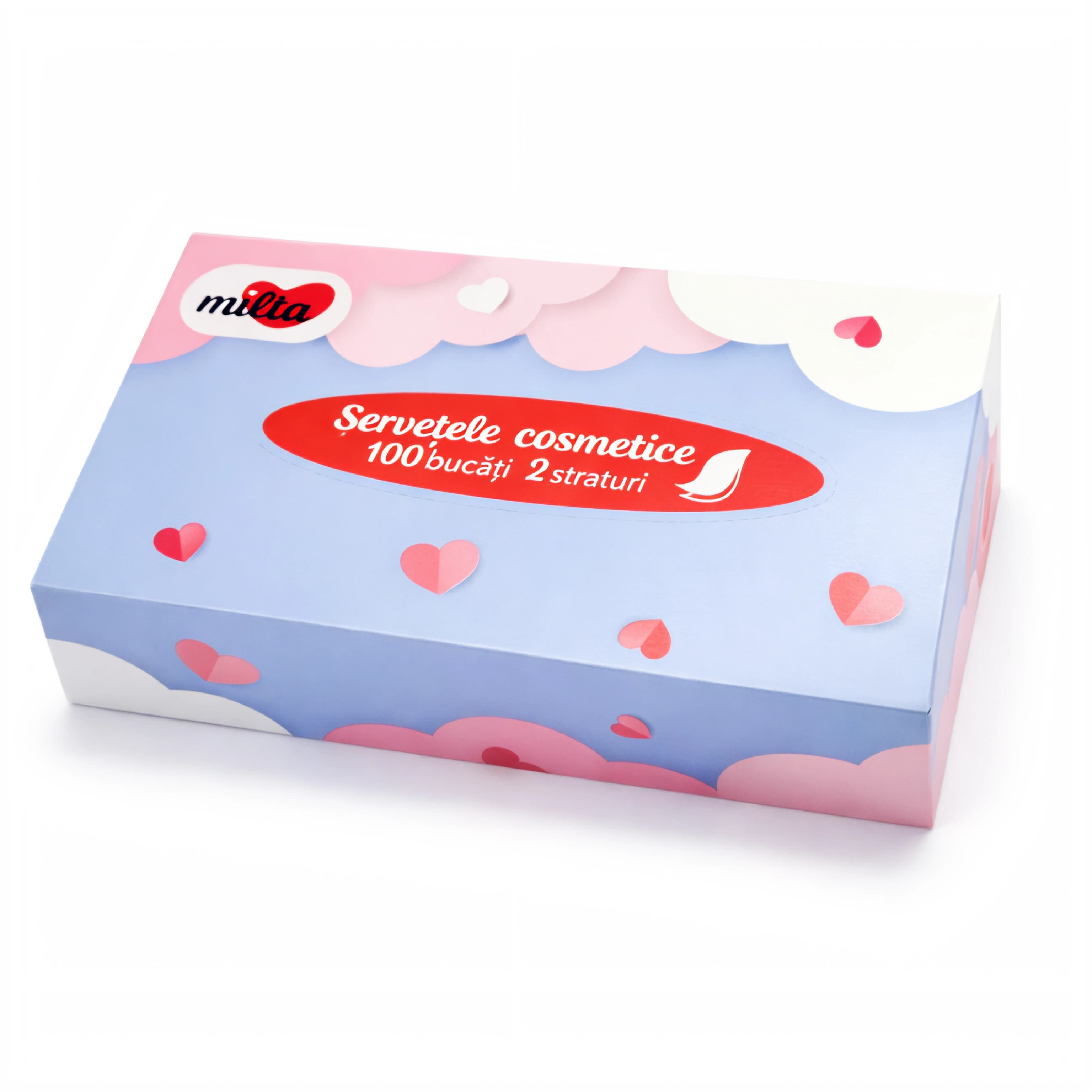 Салфетки косметические Milta, 2 слоя, 100 штук