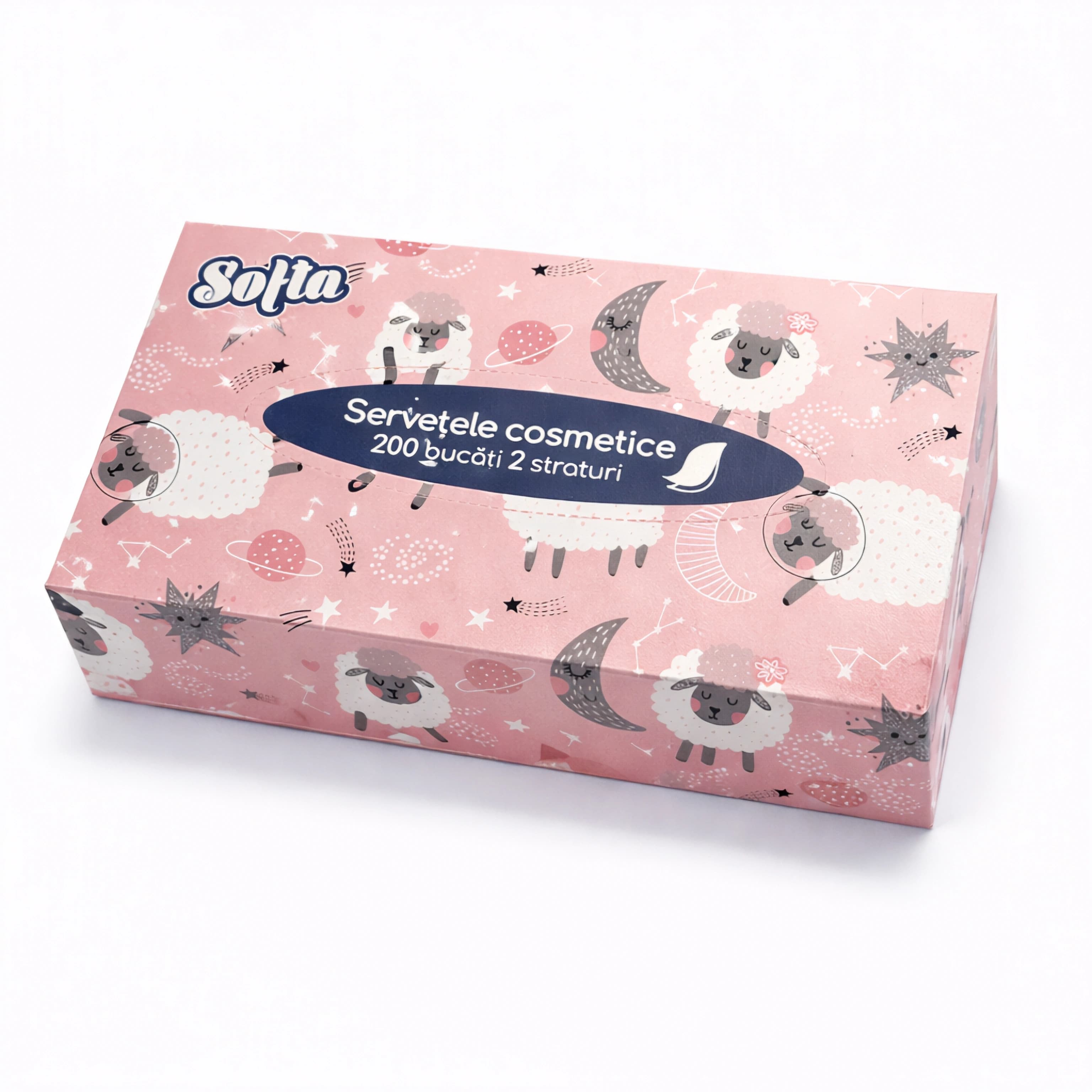 Салфетки косметические Softa, 2 слоя, 200 штук