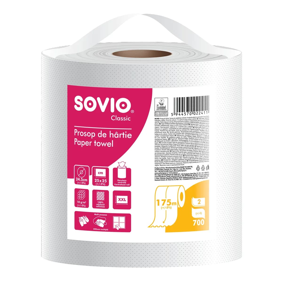 Prosop	de hârtie Monoroll, 700 foi, Ø24,5 cm, înălțime 25 cm
