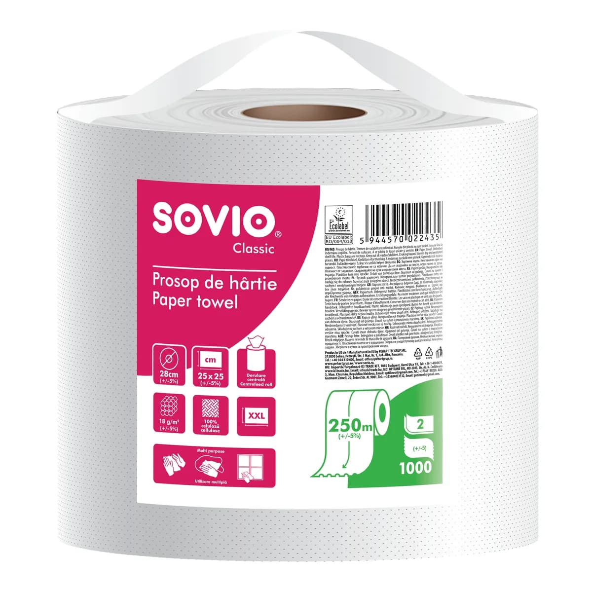 Prosop de hârtie Monoroll, 1000 foi, Ø28 cm, înălțime 25 cm
