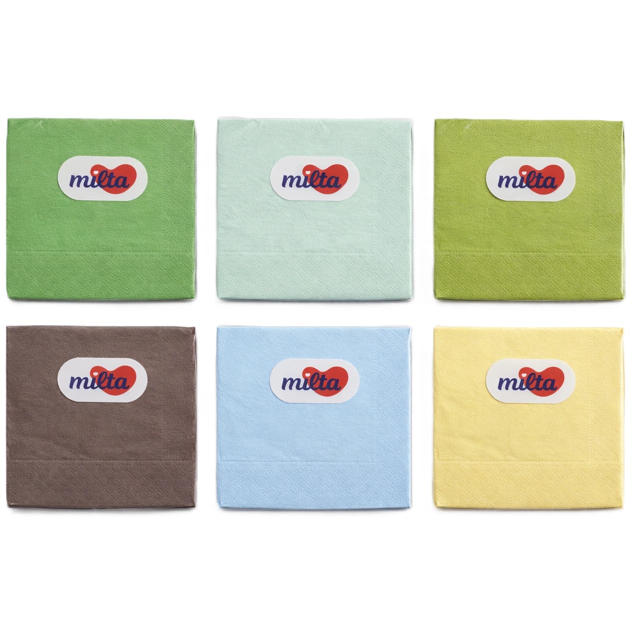 Салфетки столовые Milta, 2 слоя, 40 листов, цветные, 33x33 см