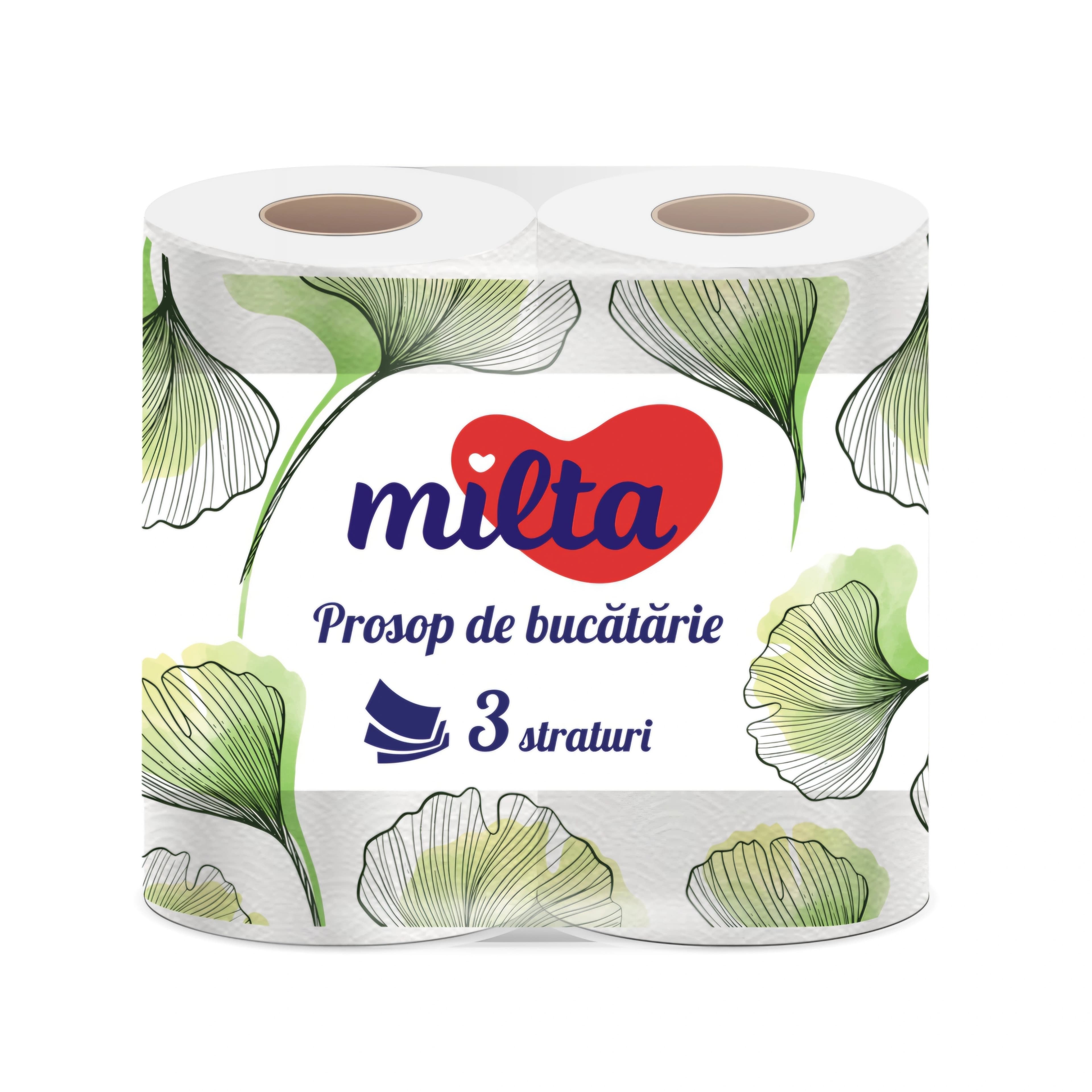 Бумажное полотенце MILTA, 3 слоя, 2 рулона