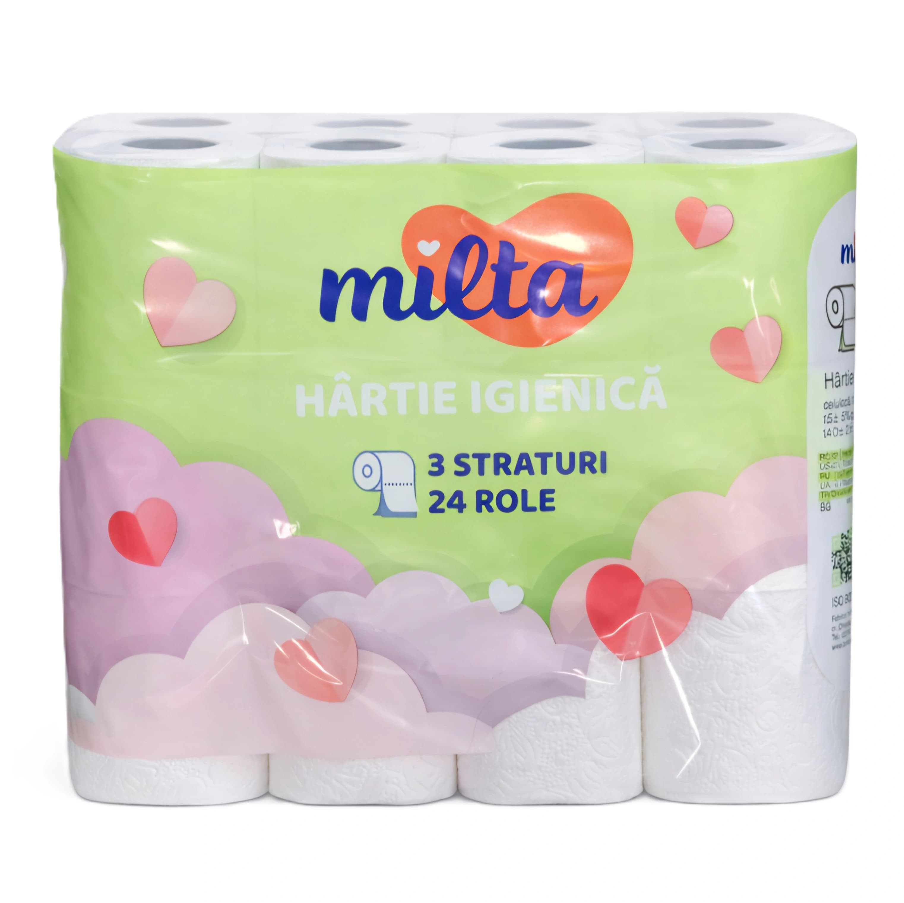 Туалетная бумага Milta, 3 слоя, 24 рулона