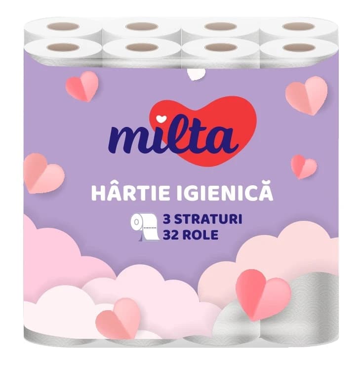 Туалетная бумага Milta, 3 слоя, 32 рулона