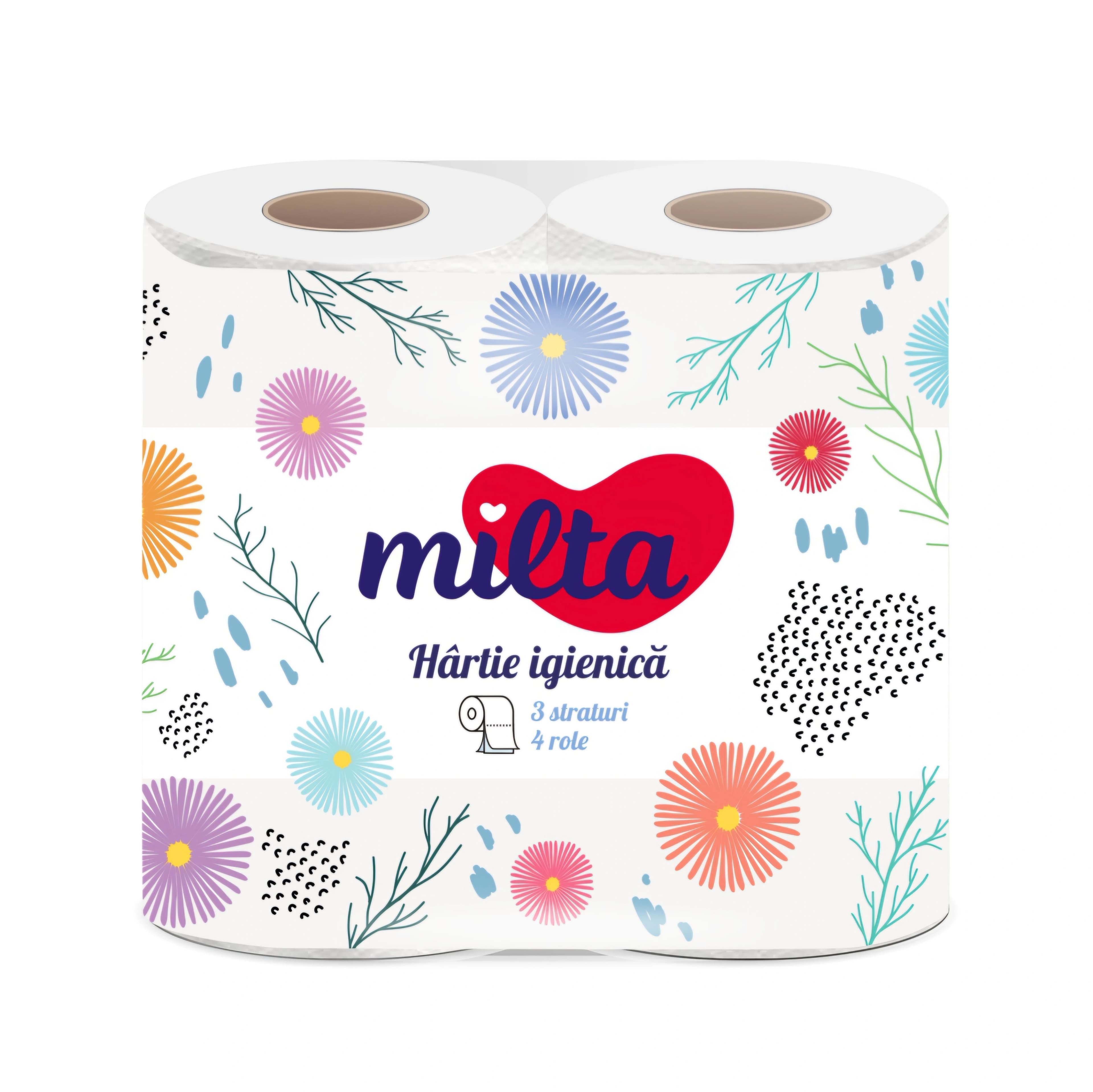 Туалетная бумага Milta, 3 слоя, 4 рулона