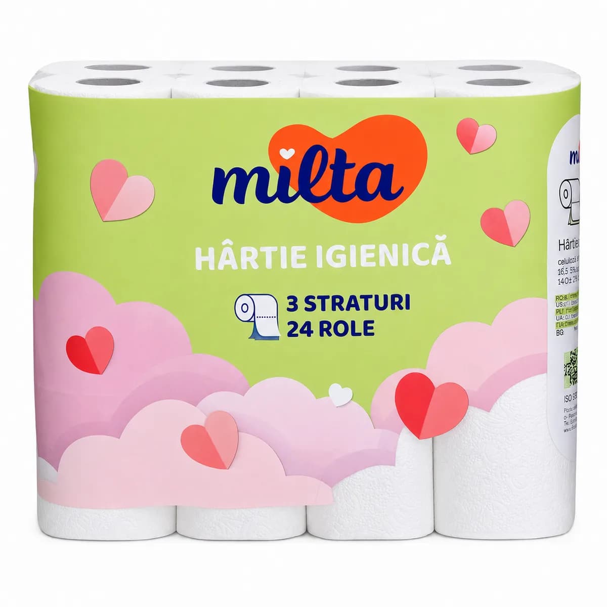 Туалетная бумага Milta, 3 слоя, 24 рулона